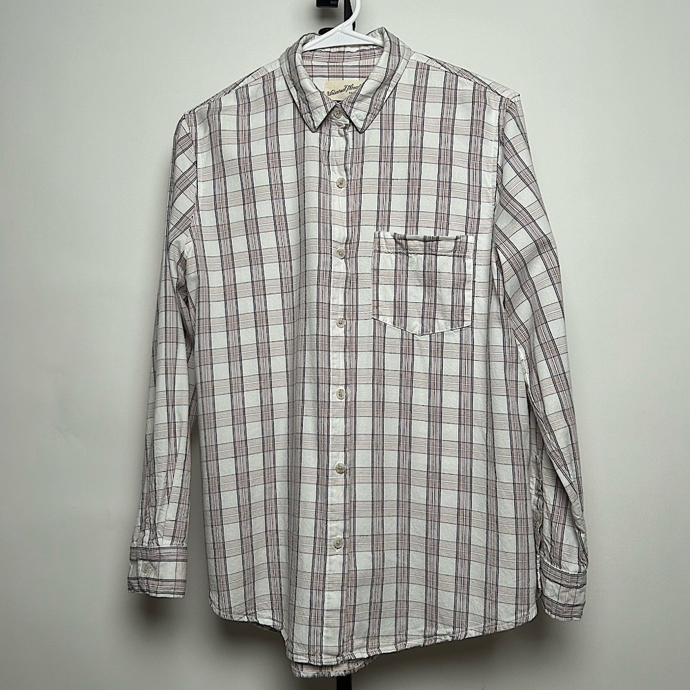 Universal Thread women’s plaid, long-sleeve button-up, color purple, size S